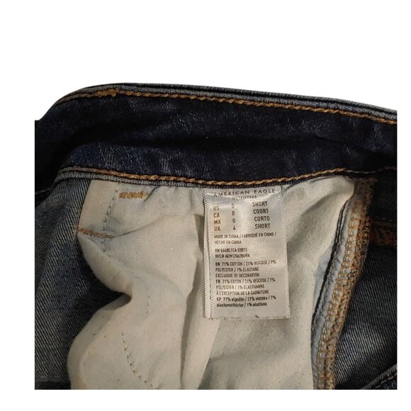 American Eagle High Rise Jegging Women Size 0 Short Dark Wash Stretch Distressed - Picture 5 of 12